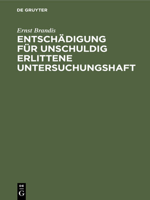 cover image of Entschädigung für unschuldig erlittene Untersuchungshaft